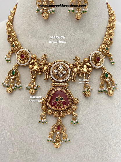 Amita Premium Quality exclusive Gold Plated heritage necklace set