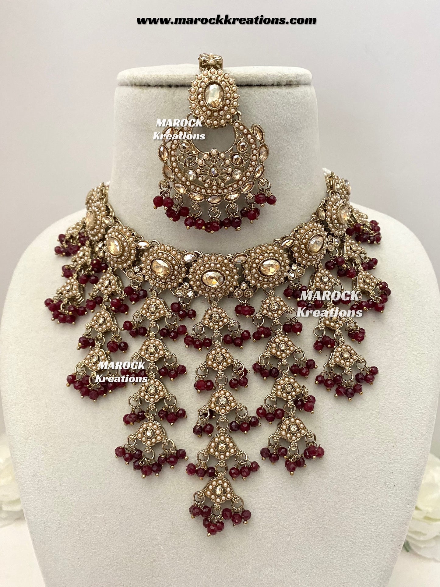 Shaya Antique Gold Polki waterfall Choker set