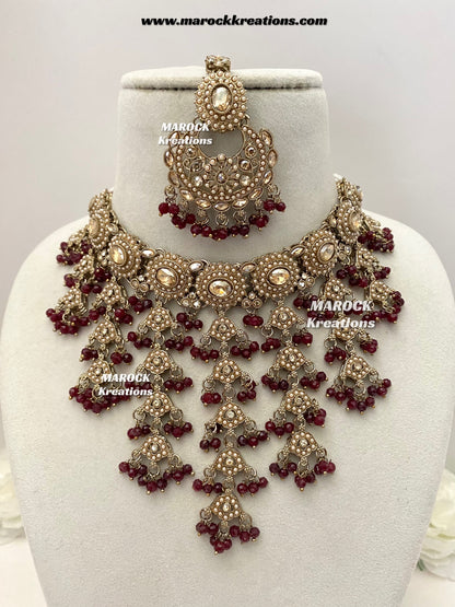 Shaya Antique Gold Polki waterfall Choker set