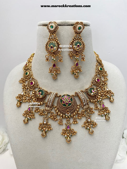 Tahiya Premium Quality exclusive Gold Plated heritage necklace set