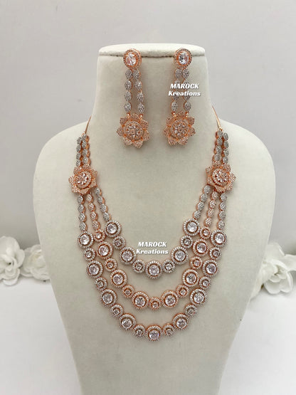 Rose Gold American Diamond Necklace set