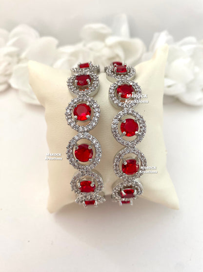 Silver American Diamond Bangles/Kade