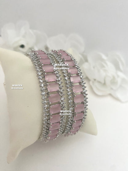 Silver American Diamond Bangles/Kade