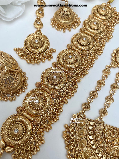 Premium Quality Gold Plated choker set comes with Passa/Jhoomer