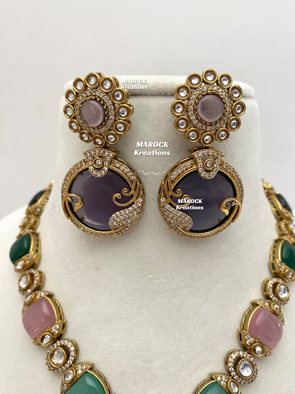 Haniya Sabyasachi inspired Premium Quality Moissanite Kundan Statement Necklace set