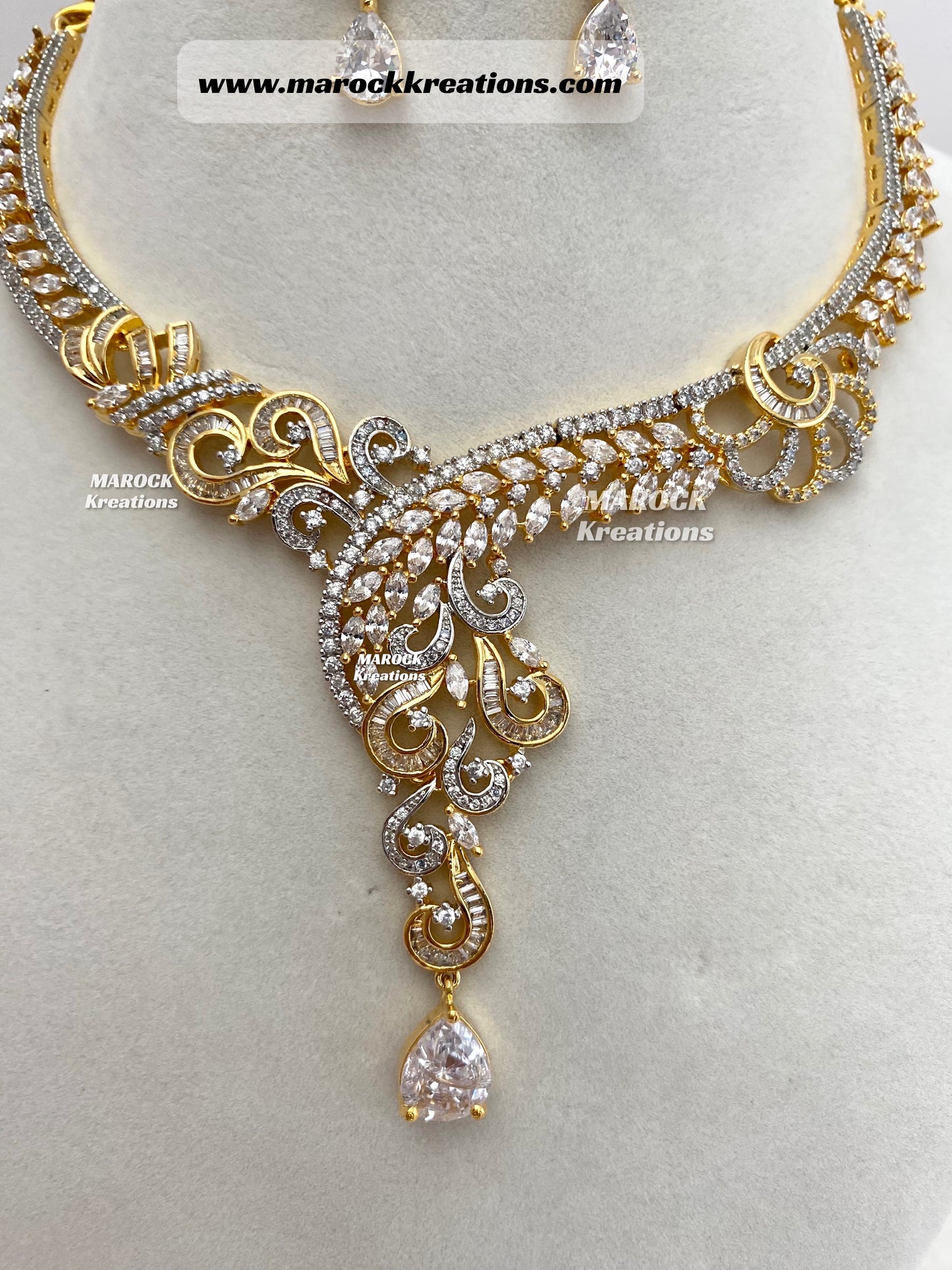 Elahi Gold American Diamond Necklace set