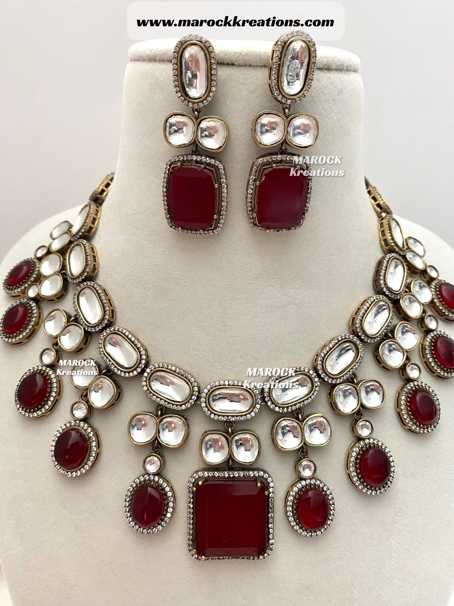 Elena Moissanite Kundan Victorian exclusive Necklace set