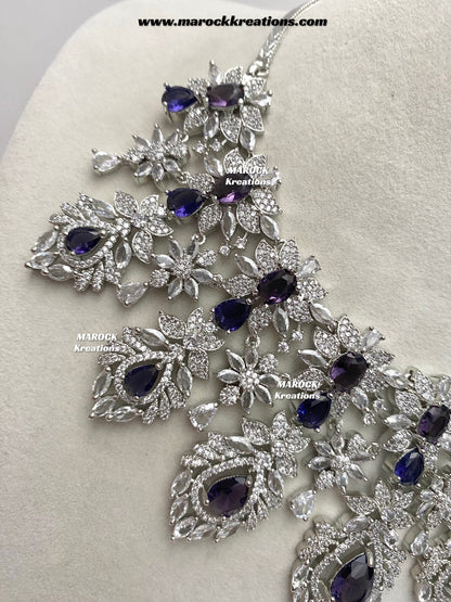 Austin Silver American Diamond Necklace set