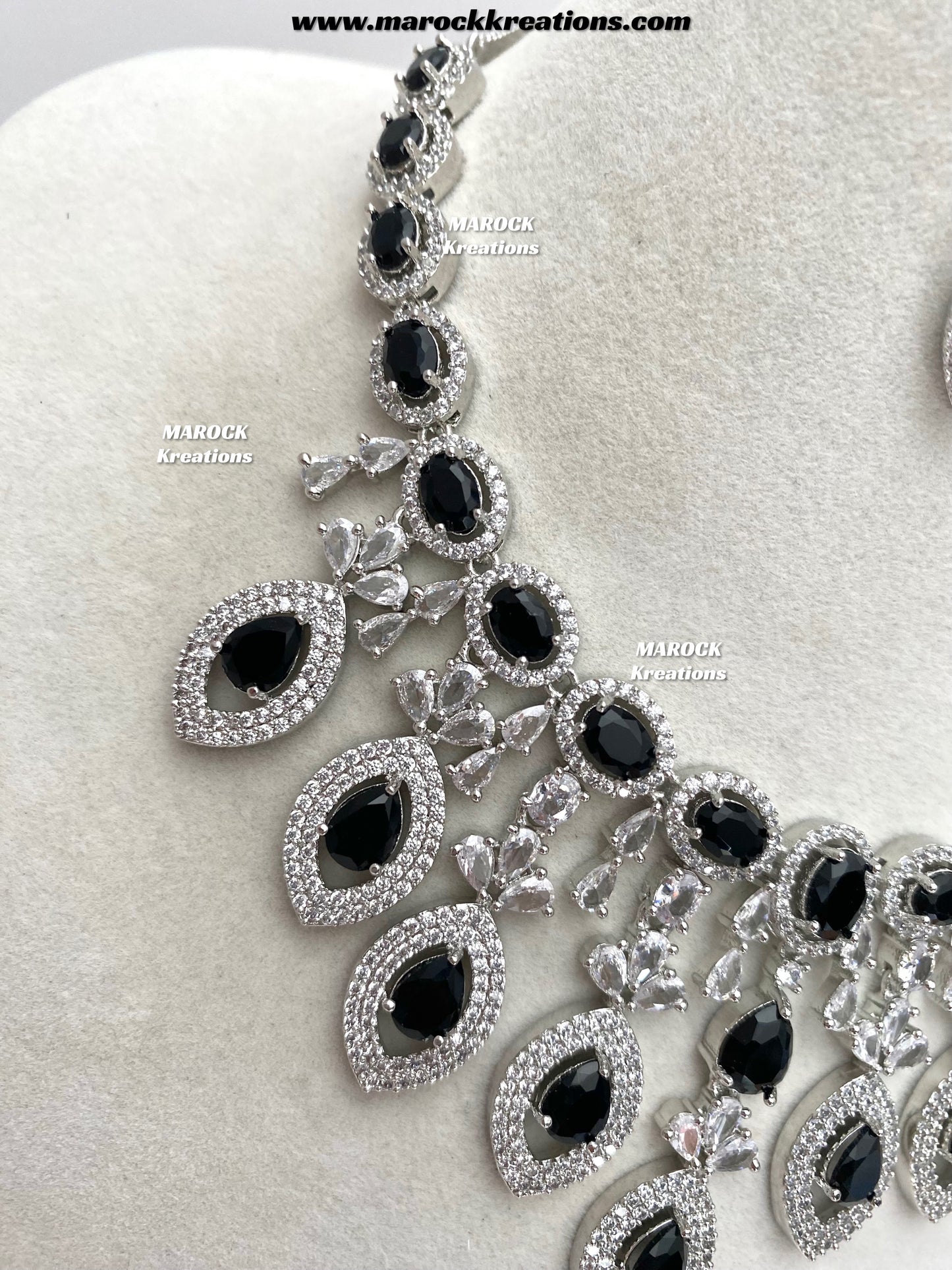 Samiha Silver American Diamond Necklace set