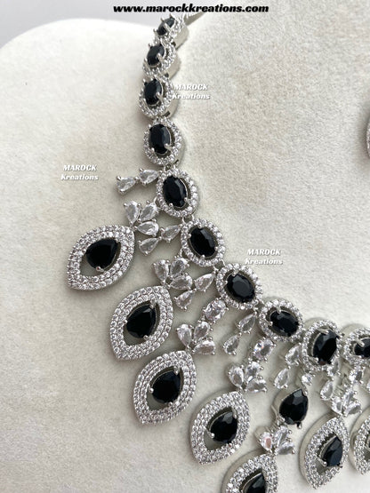 Samiha Silver American Diamond Necklace set