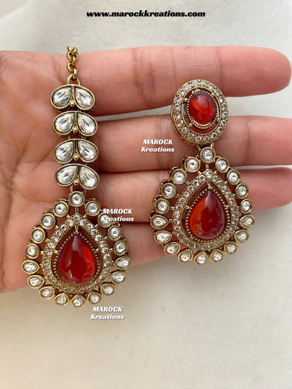 Zafina Premium Quality Moissanite Kundan Statement Choker/Necklace set