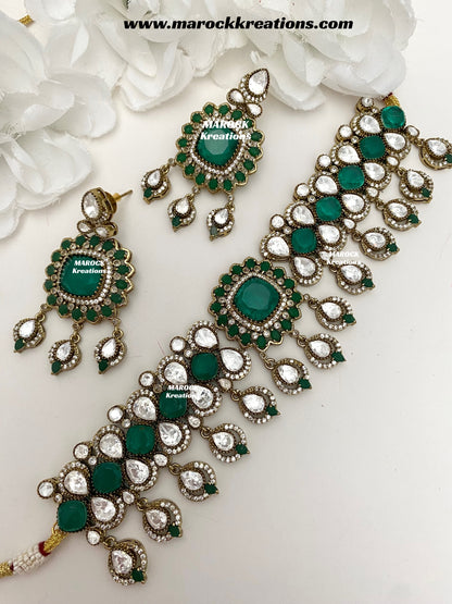Vinny Premium Quality Moissanite Kundan Statement choker set