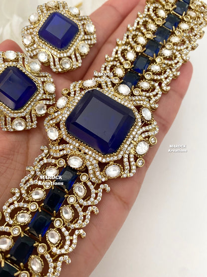 Paloma Sabyasachi inspired Premium Quality Moissanite Kundan and American Diamond choker set
