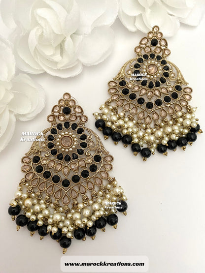 High Quality Antique Gold Polki Statement Earrings