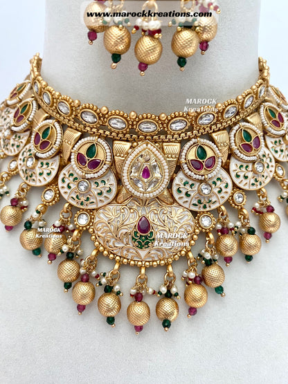 Zara Premium Quality Gold plated Kundan Necklace set