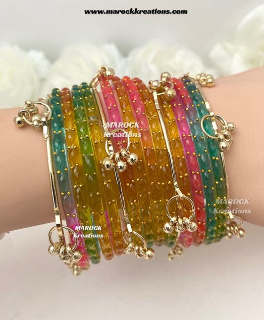 Rain drop Glass bangles and Kashmiri bangles set