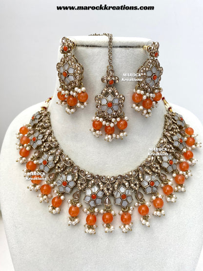 Arpan Antique Gold Polki MOP Statement Necklace set