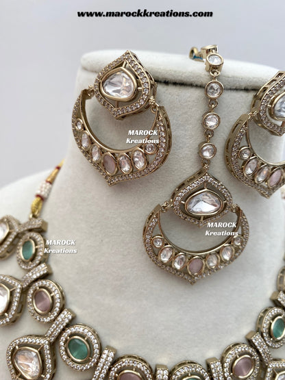Gunjan Premium Quality Moissanite Kundan Necklace set