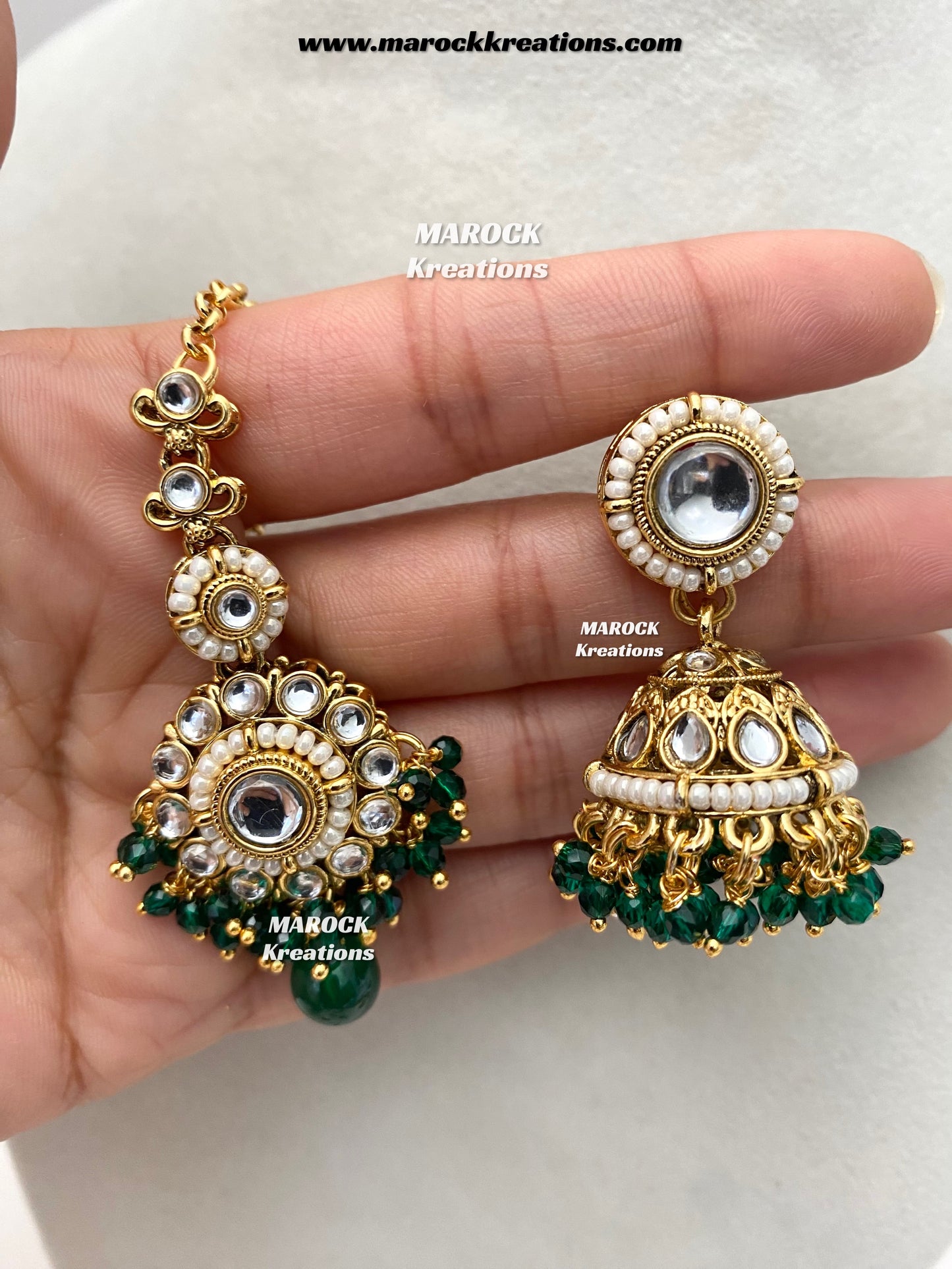 Akshi Premium Quality Kundan Single line Necklace set