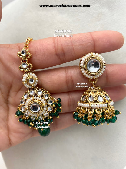 Akshi Premium Quality Kundan Single line Necklace set
