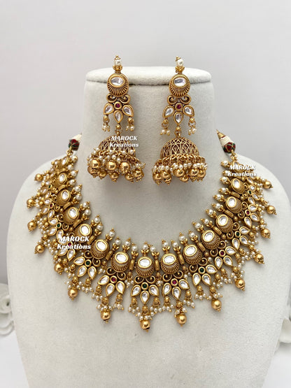 Lennon Premium Quality Gold plated Kundan exclusive Necklace set
