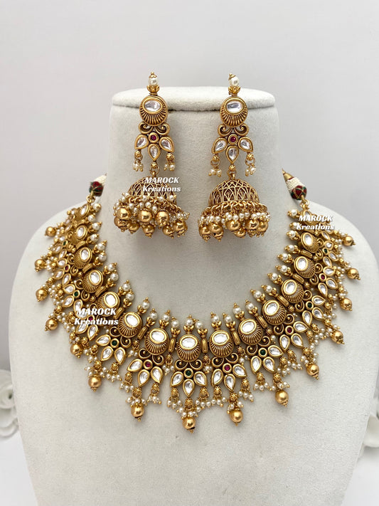 Lennon Premium Quality Gold plated Kundan exclusive Necklace set