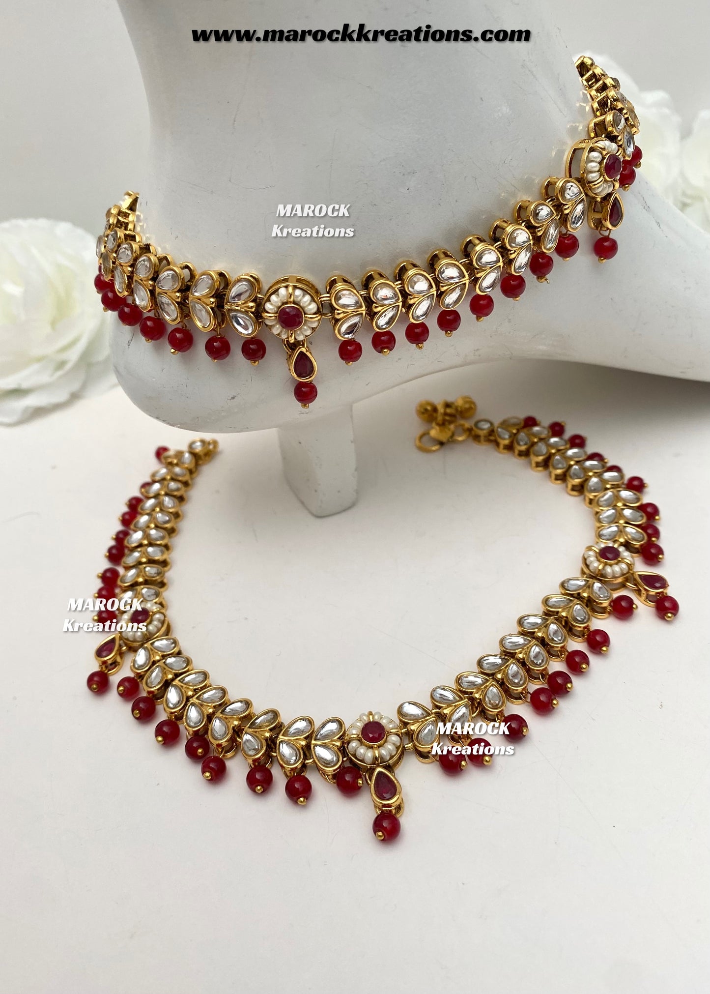 Zeenat Premium quality Kundan Anklets/Payal/Jhanjhran