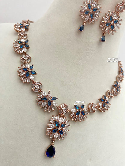 Rose Gold American Diamond Necklace set