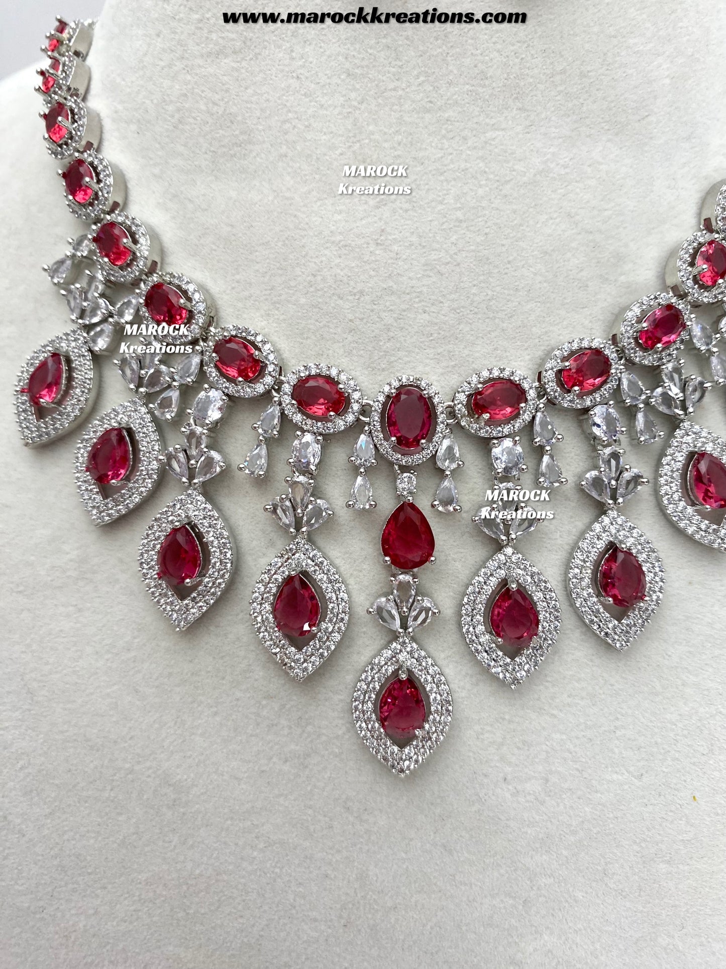 Samiha Silver American Diamond Necklace set