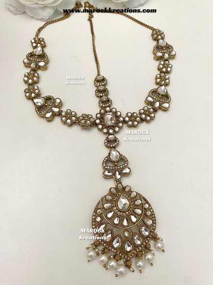 Shinal Uncut Polki Statement Necklace set/Bridal set