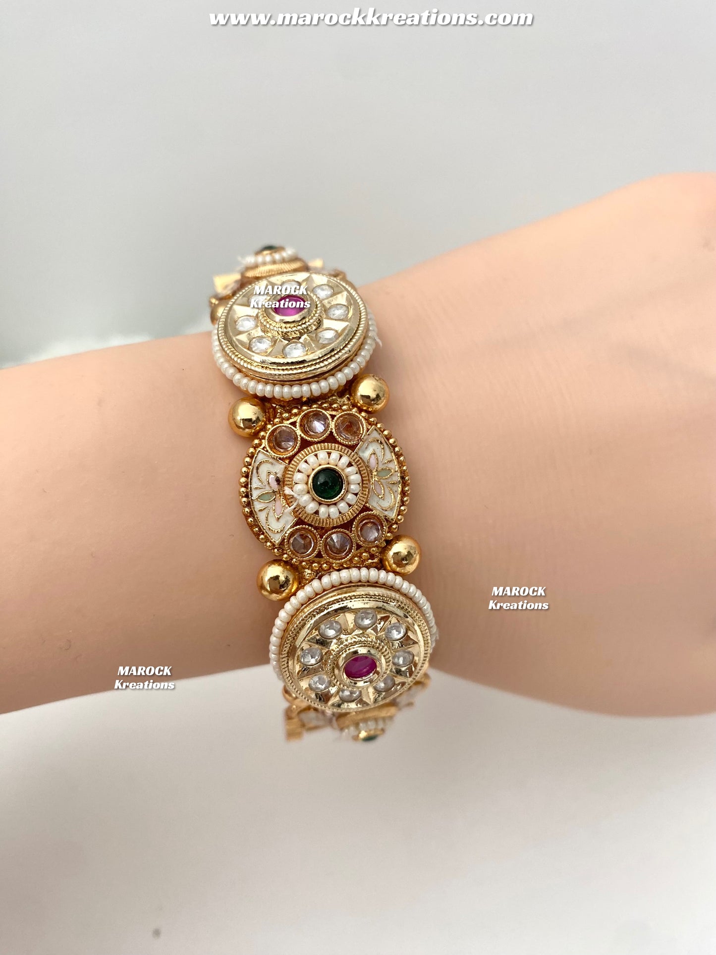 Elisa Premium Quality Gold plated openable Rajwadi Meenakari kade/Bangles/Kangan ko