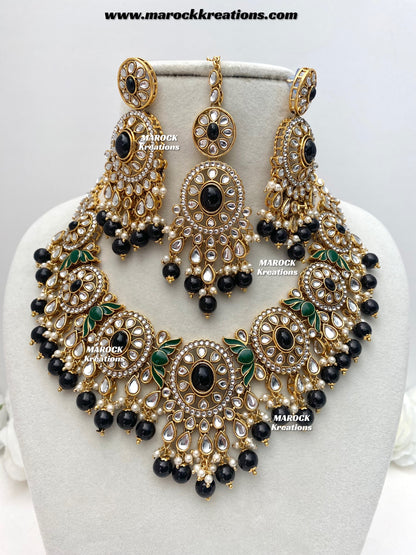 Iqra Premium Quality Kundan Meenakari Statement Necklace set