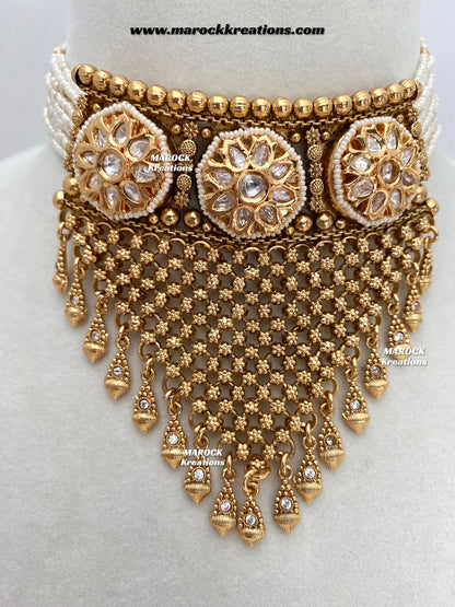 Ruchi Premium Quality Gold plated exclusive Kundan Choker set