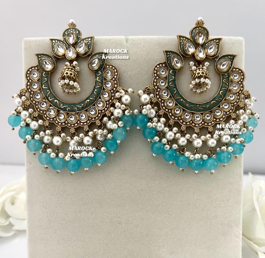 Premium Quality Kundan Meenakari Statement Earrings