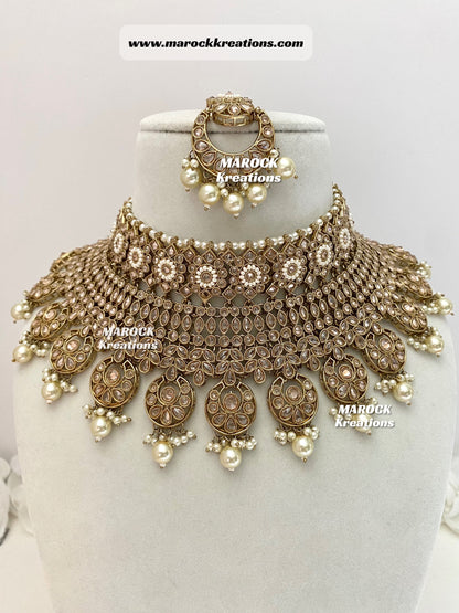 Antique Gold Polki Necklace set/Bridal set