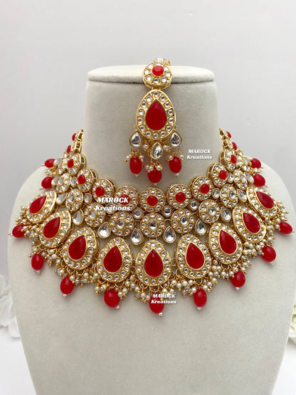 Premium Quality Thappa Kundan Necklace set