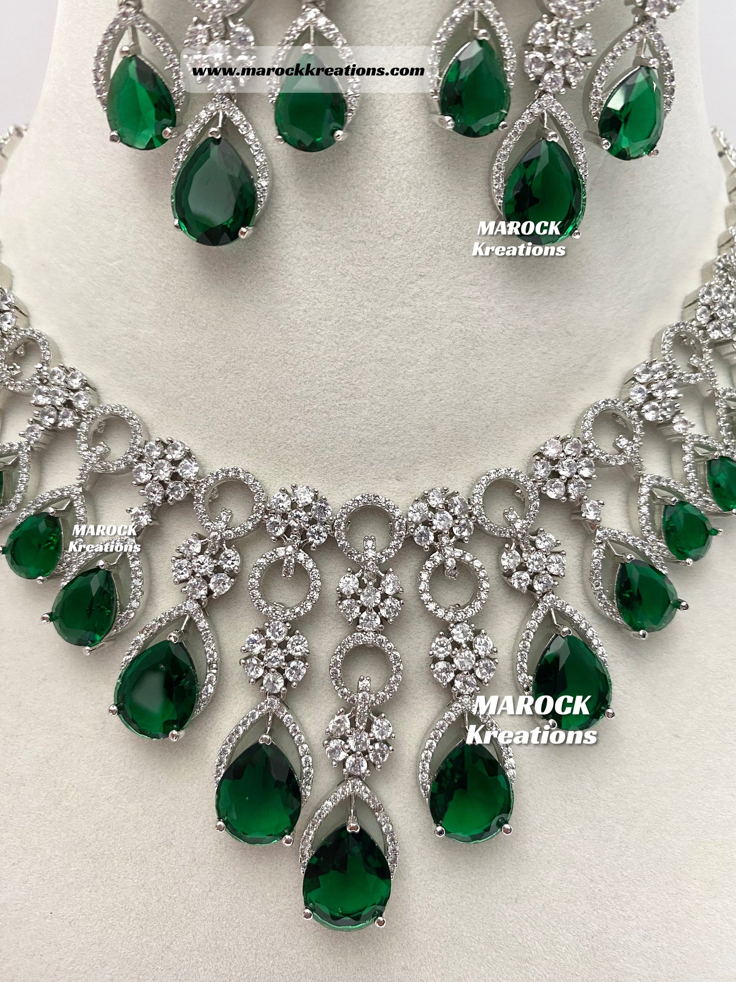 Anshika Silver American Diamond Necklace set