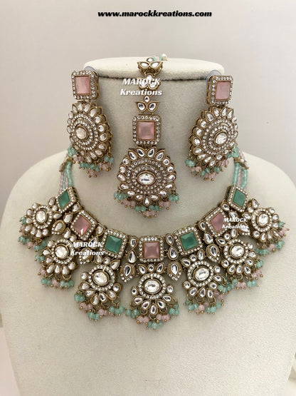 Christi Premium Quality Kundan Statement necklace set