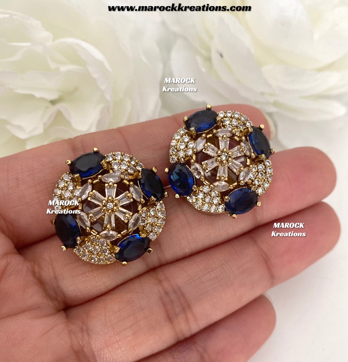 Thushi Antique Gold American Diamond Studs/Earrings