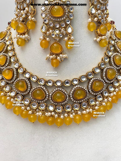 Harsha Premium Quality Kundan and Monalisa stone Statement Necklace set