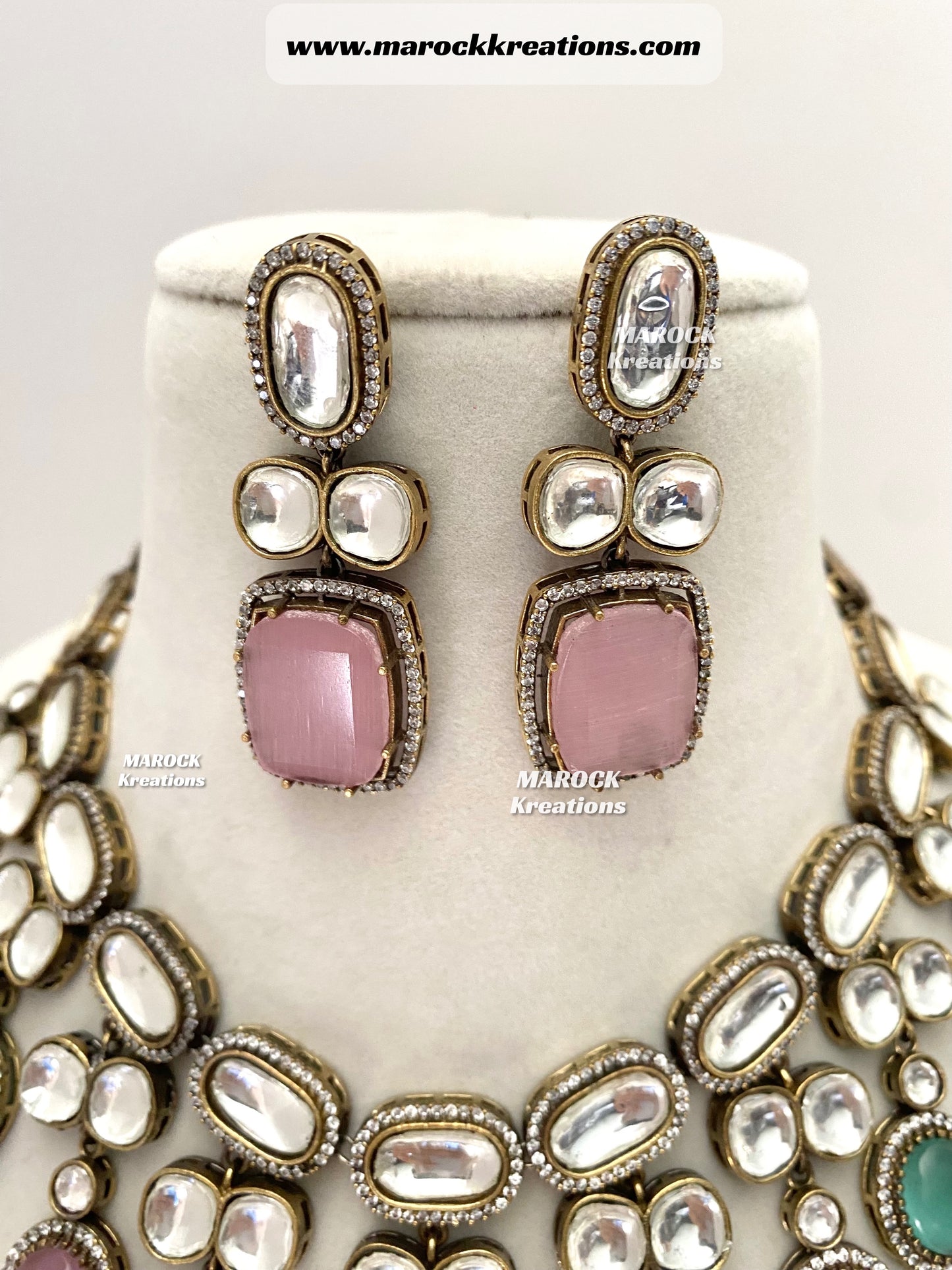 Elena Moissanite Kundan Victorian exclusive Necklace set