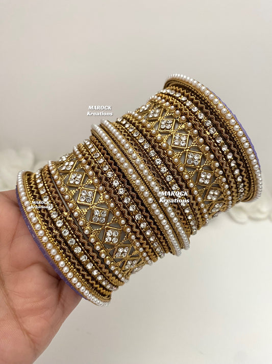 Premium Quality Golden Bangles/Kade set (for both hands)