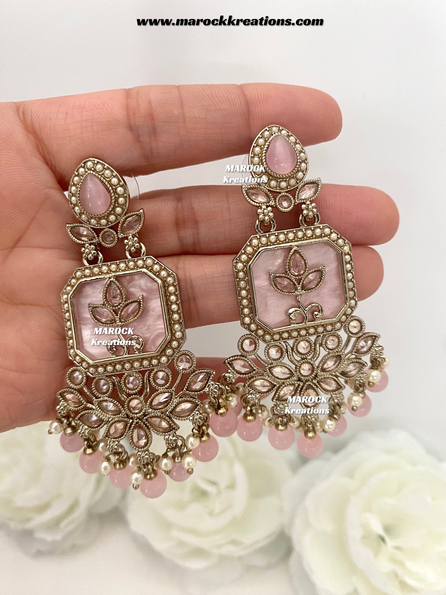 Manika Premium quality Antique gold MOP Statement Earrings