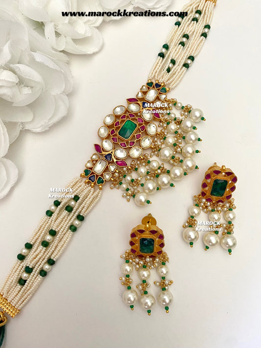 Divya Paachi Kundan Gold plated exclusive choker set