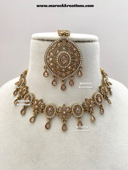 Mavis Antique Gold Polki Necklace set