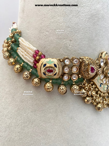Ramina Premium Quality Gold Plated Rajwadi choker set