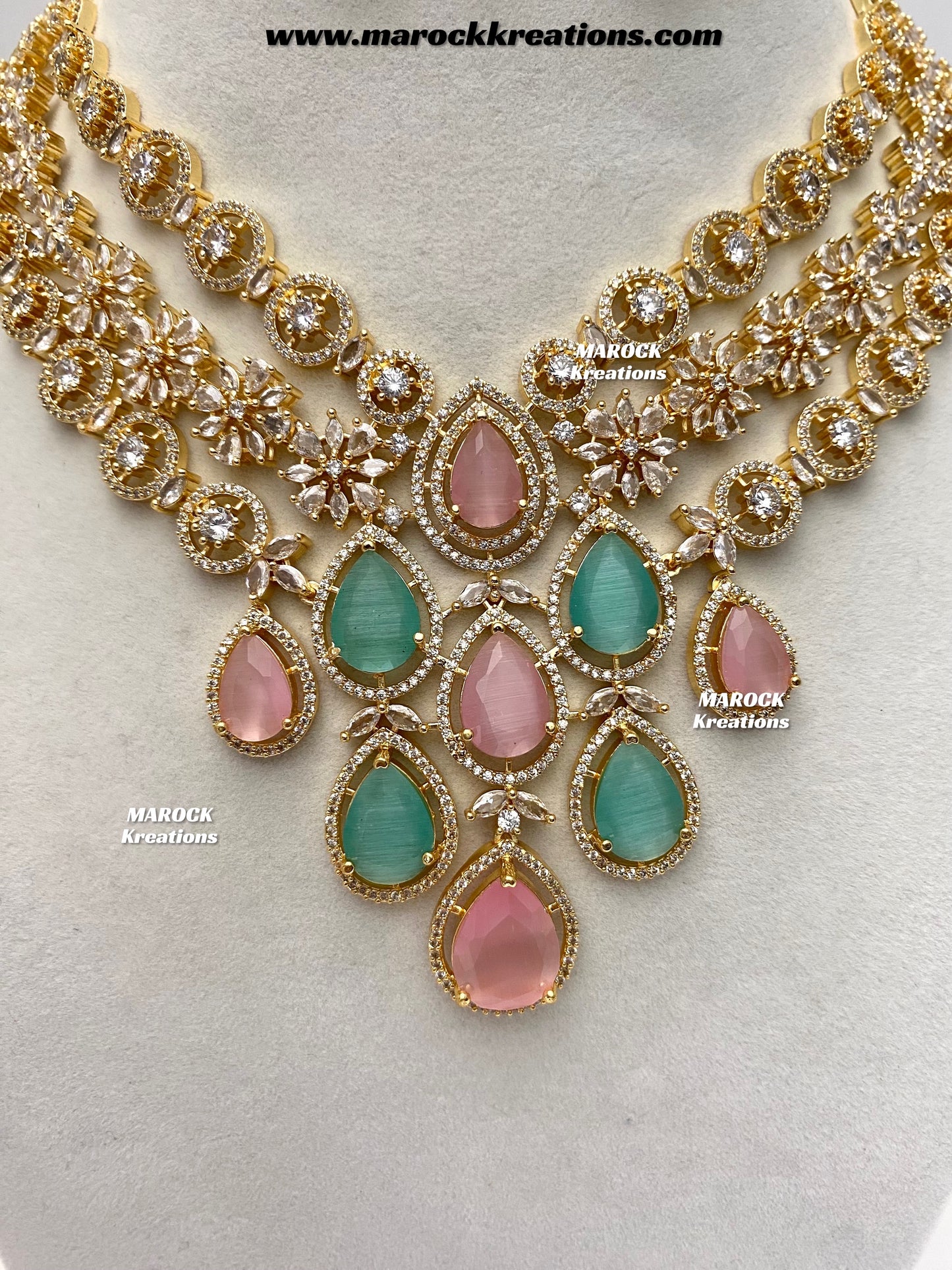 Kristi Golden American Diamond Necklace set
