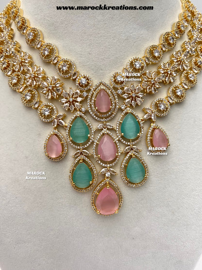 Kristi Golden American Diamond Necklace set