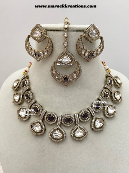 Gunjan Premium Quality Moissanite Kundan Necklace set