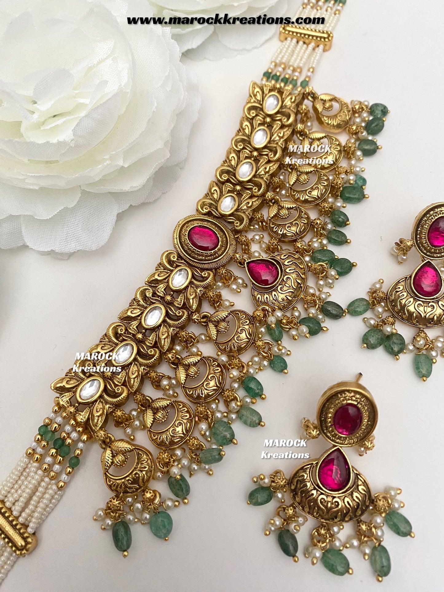 Sugandha Premium Quality Gold Plated Rajwadi choker set
